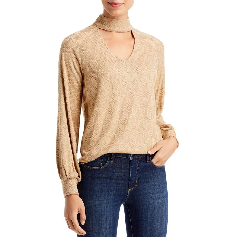 Cupio Womens Cut Out Raglan Mock Turtleneck Sweater