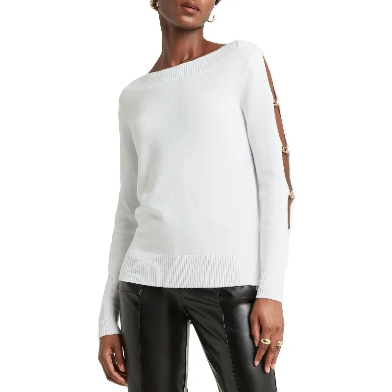 H Halston Womens Cut Out Knit Pullover Sweater