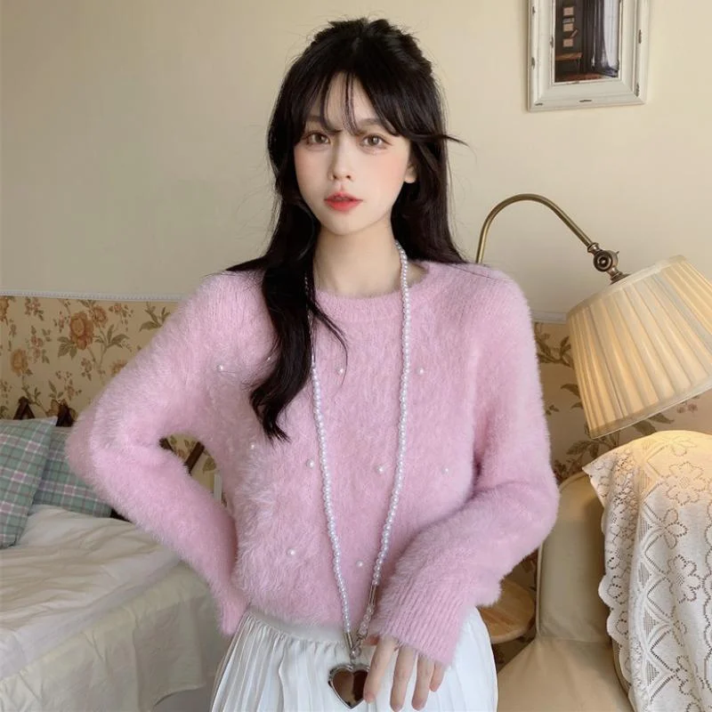 Women's Korean Style Pearl Splice Sweater